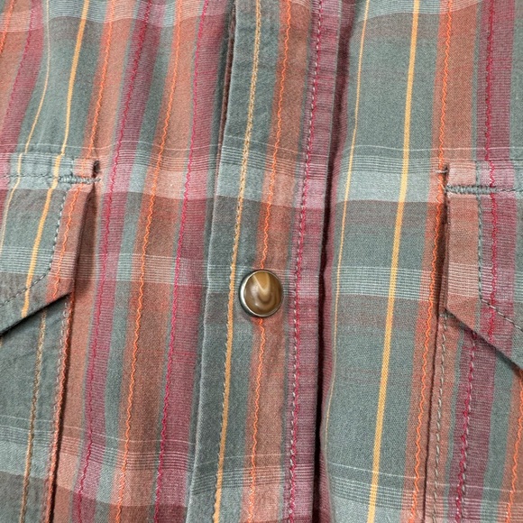 Mountain Hardware mens‎ organic cotton plaid grey red orange button down shirt L - Picture 5 of 6